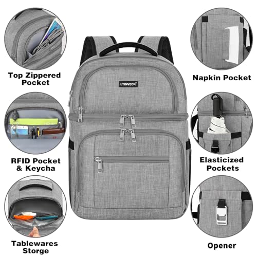 Cooler Backpack,Insulated Backpack Cooler Leakproof Double Deck Cooler Bag for Men Women RFID Lunch Backpack