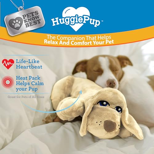 HuggiePup by Pets | Comfort Companion with Heartbeat Sleep Aide for Dogs & Puppies, Heating for Calming Relief Day or Nigh...
