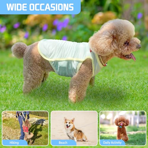 Yaopelky Dog Cooling Vest, Summer Pet T-Shirt, Breathable Quick-Dry Outfit for Dogs and Cats, Blue (Green, Small(3.3-5.5lb))