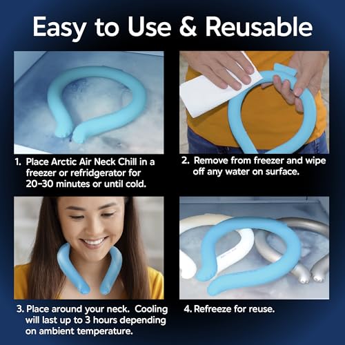 Arctic Air Neck Chill, Neck Cooling Tube, Hands Free Cooling, Quick Freeze Gel, Wearable Body Coolers for Hot Weather, Reu...