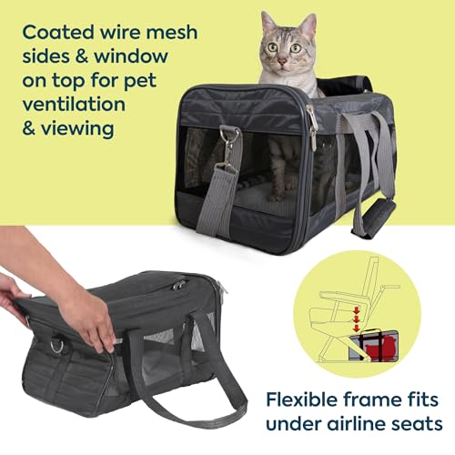 Sherpa Pet Carrier Airline Approved with Spring Wire Frame - Cat Carrier and Dog Carriers for Airline Travel and Vet Visit...