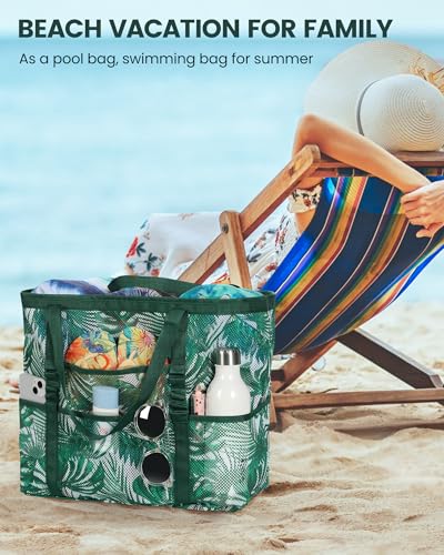 DOFOWORK Beach Bags for Women - Large Tote Bag with Wet Pocket, Waterproof Sandproof with Zipper