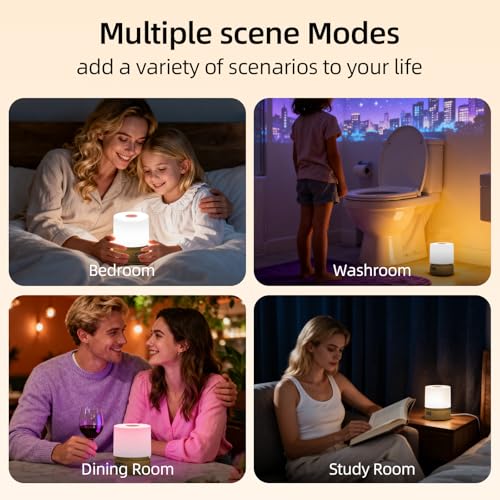 QDPKPI Nursery Night Light with Clock for Kids, Touch Lamp Bedside Desk Lamp, Portable Breastfeeding Night Lamp for Baby, ...