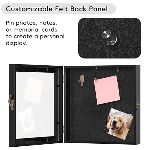 AXEFUN Pet Memorial Shadow Box for Dog or Cat, Wooden Pet Memorial Box with Collar Holder, Keepsake Bottle & Memorial Plaq...