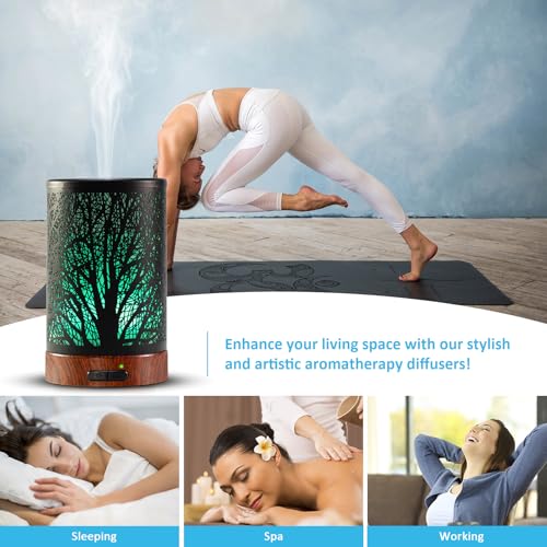 Essential Oil Diffuser - 150ML Metal Aromatherapy Diffuser for Essential Oils with 7 Colors Lights Gifts for Mom Auto Shu...
