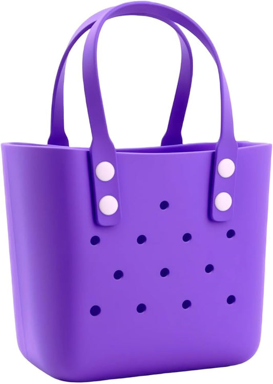 Rubber Tote Bag Small Beach Bag,Practical And Portable Travel Bag,Washable Open Handbag for Work Travel
