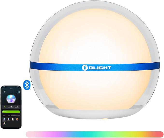 OLIGHT Sphere Smart Night Light, 75 lumens Stepless Dimming Table Lamp with Remotely APP Control, Magnetic Rechargeable RG...