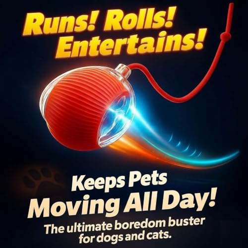 Purrmitive 2026 Durable Interactive Cat Toys for Indoor Cats, Dog Toys Ball, Rolling Pet Ball, Smart Automatic Cat Chase B...