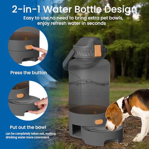 52oz Portable Dog Water Bottle, Dog Travel Water Bottle for Camping Hiking Outdoor Walking (Gray)