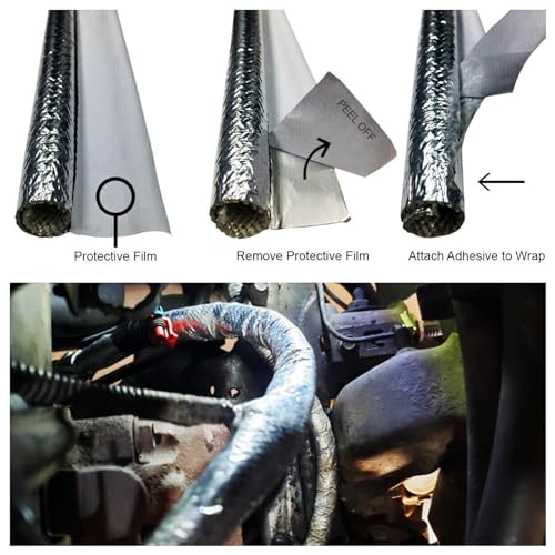 13mm - 1/2" Self Closed Aluminized Sleeve Heat Shield Protection Side Entry High Temp for Hoses, Wire Harnesses, Cables, A...