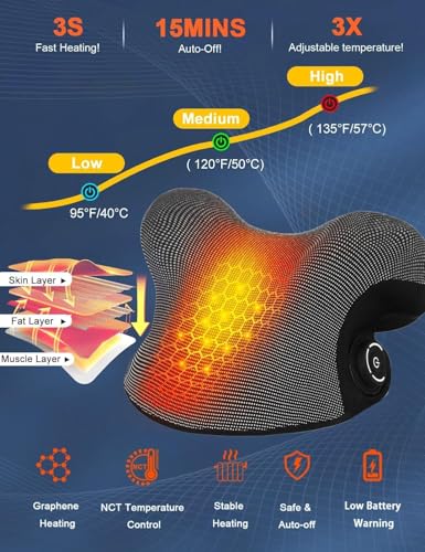 Wireless Heated Neck Stretcher for Pain Relief, Portable Cordless Neck Shoulder Cervical Traction Device with Graphene Hea...