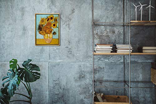 Wieco Art Framed Wall Art Canvas Prints of Sunflower by Vincent Van Gogh Paintings Reproduction Abstract Wall Decorations ...