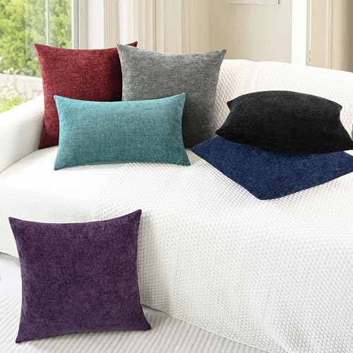 CaliTime Throw Pillow Covers Decorative 18 X 18 Inches Pack of 2 Cozy Chenille Cushion Cases for Couch Sofa Bed Living Roo...