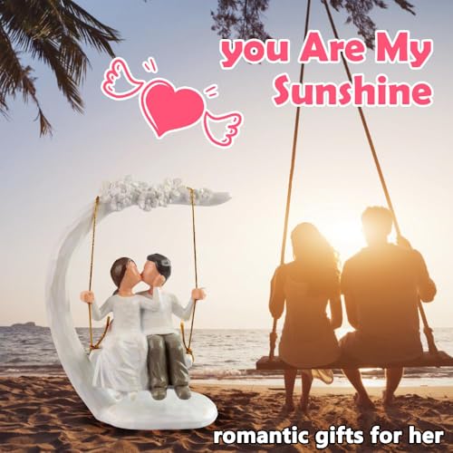 jinhuoba Romantic Wedding Couple Figurines, Hand Painted Loving Together Sculpture, Best Valentine Marriage Anniversary We...