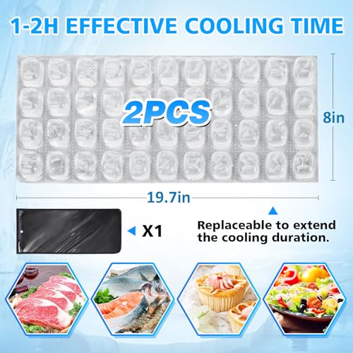 2 Pcs Reusable Cooling Sheet for Keeping Food Fresh Outside Party - Flexible Ice Packs Blankets Keep Meat Cold, Replacemen...