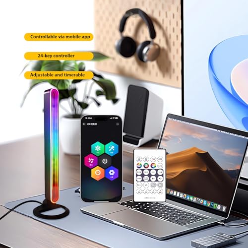 LLdshun RGB Light Bar for Desk 2 Pack USB Powered Ambient Table Lamp with App & Remote Control Color Changing LED Mood Lig...
