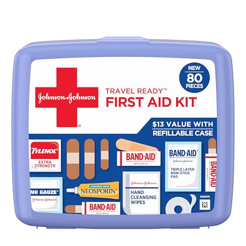 BAND-AID Brand Travel Ready Portable Emergency First Aid Kit for Minor Wound Care, Perfect for Home, Car, Travel, Camping ...