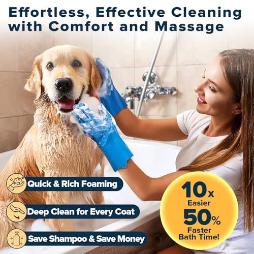 Augwind 6PCS Pet Grooming Kit for Dogs,Cats and Horses | Dog Washing Gloves | Dog Bath Brush | Dog Bath Gloves | Dog Shamp...