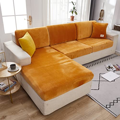 MIFXIN Velvet Stretchy Couch Cushion Slipcover Sofa Cover Universal Wear-Resistant L Shape Sectional Sofa Backrest Cushion...