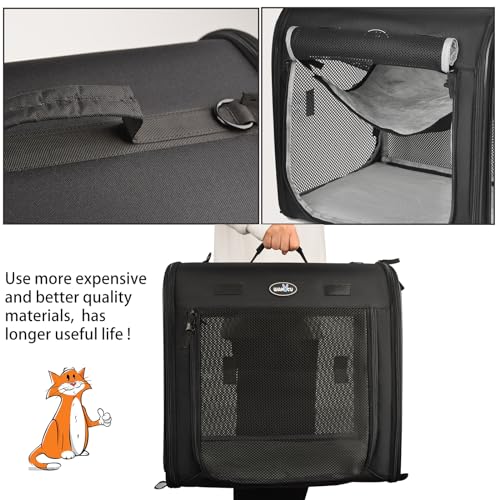 Wakytu Portable 2-in-1 Pet Carrier for Medium Dogs Large Cat Carrier for 2 Cats Travel Double Dog Crate Set with Portable ...
