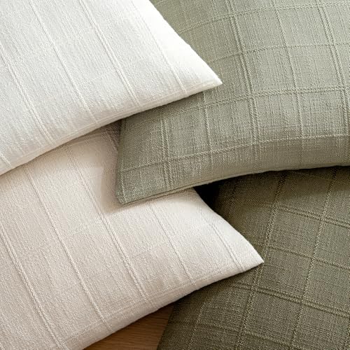 Aesthaboho Green Linen Pillow Covers Set of 4, Decorative Plaid Throw Pillow Covers 18 x 18 Inch, Boho Cushion Soft Farmho...