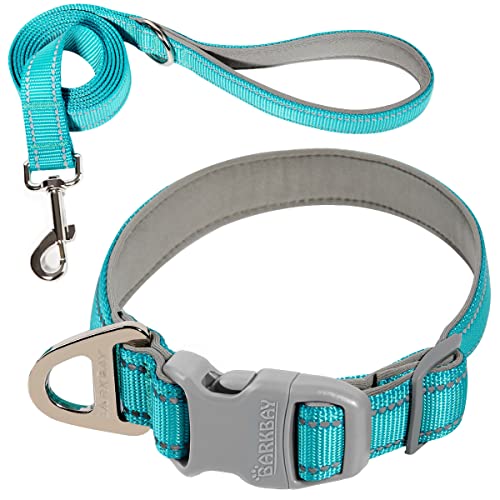 Dog Collar for Medium Small Large Dogs Reflective with Leash,Collar and Leash for Dogs,Soft Neoprene Padded 2 Pack(Ocean B...