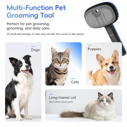 Gleedeal Steam Brush for Dogs and Cats,Dog and Cat Hair Brush for Shedding and Grooming with Electronic Mist Spray,Pet Ste...