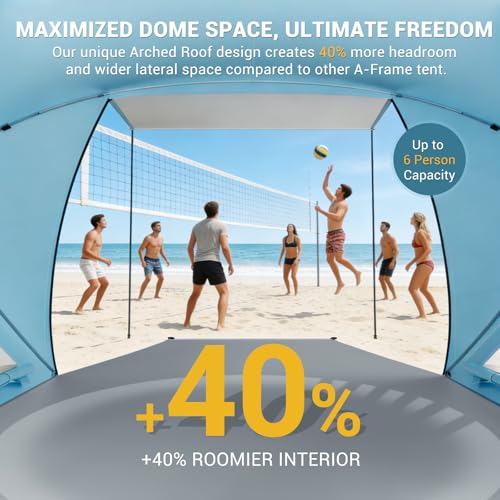 Elegear Beach Tent Sun Shelter with Canopy, CumbreX™ 4-6 Person Pop Up Beach Tent, Easy Setup UPF 50+ UV Protection Portab...