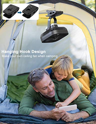 SLENPET 20000mAh Rechargeable Portable Clip-on Fan – Battery Operated, Last 78 Hrs, 4 Speeds with Light & Hook, 8 Inch Per...