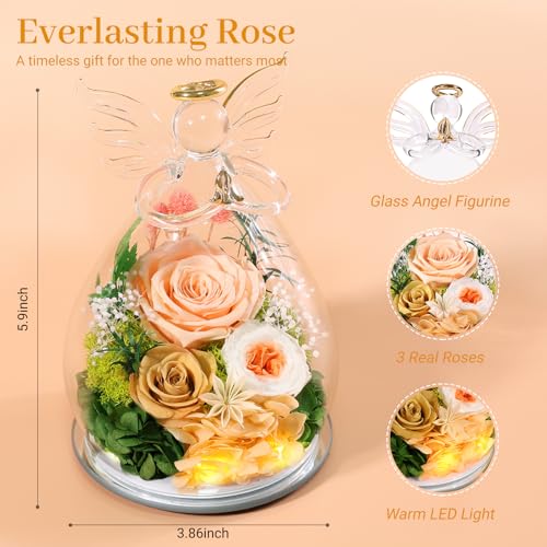 Bessol Gifts for Mom Birthday Flowers for Women Mothers Day Flowers for Delivery Preserved Roses Forever Flower in Glass A...
