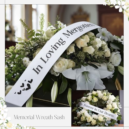 Maysing 4 Pack Funeral Sash Memorial Wreath Sash 59 x 4 Inch Funeral Ribbon Celebration of Life Ribbon for Casket or Wreat...