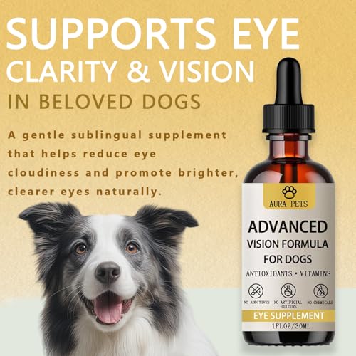 Aura Pets Advanced Vision Formula for Dogs - Eye Health Support with Lutein, Zeaxanthin & Astaxanthin - Helps Maintain Cle...