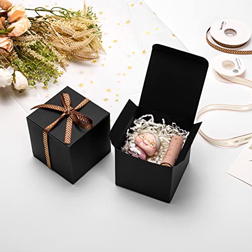Mcfleet Black Gift Boxes with Lids 4x4x4 Inches 25 Pack Groomsmen Proposal Cardboard Craft Gift Box for Christmas, Weddin...