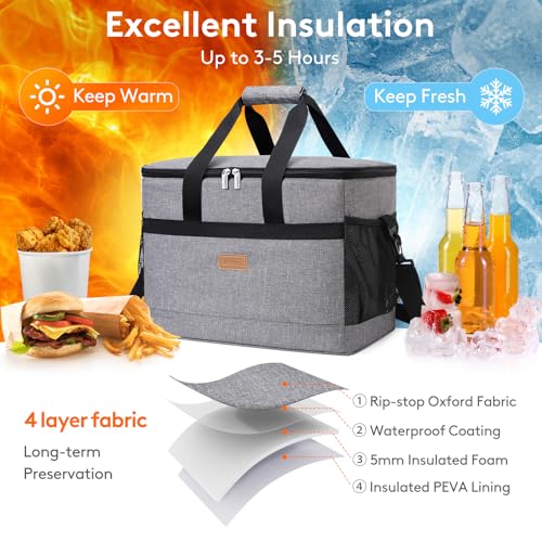 Lifewit Cooler Bag 30/50/60 Cans Collapsible and Insulated Large Lunch Bag Leakproof Soft Cooler Portable Tote for Campin...