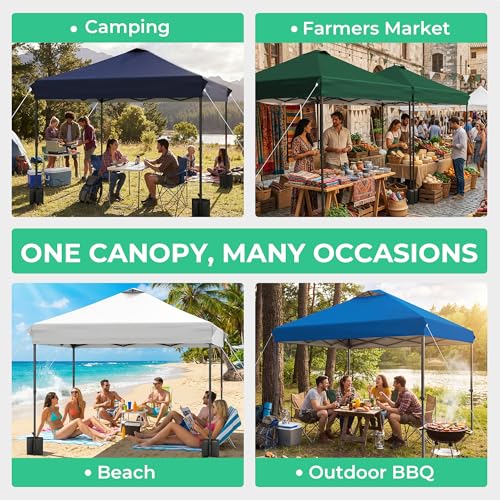 JEAREY 10x10 Pop Up Canopy Tent, Heavy Duty Outdoor Canopy with 1-Push Instant Setup, Commercial Tent with Roller Bag, 4 S...