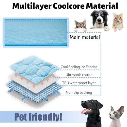 Trumoon Cooling Blanket for Dogs and Cats, Pet Cooling Mat for Indoor and Outdoor (Grey, X-Small(13.8"×19.7"))
