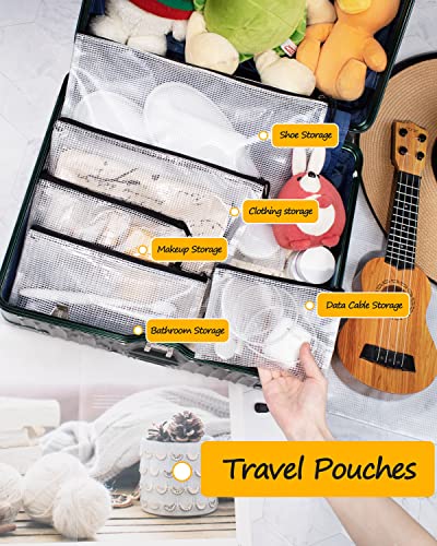 SUNEE Multisize Mesh Zipper Pouches (Black, 21 Packs), Water-Resistant Zip Bag for School Office Supplies, Puzzles & Games...
