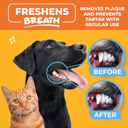 Paw Science Dog & Cat Teeth Cleaning Wipes - Dental Finger Wipes for Cats & Dogs - Pet Toothbrush & Tooth Brushing Kit - E...