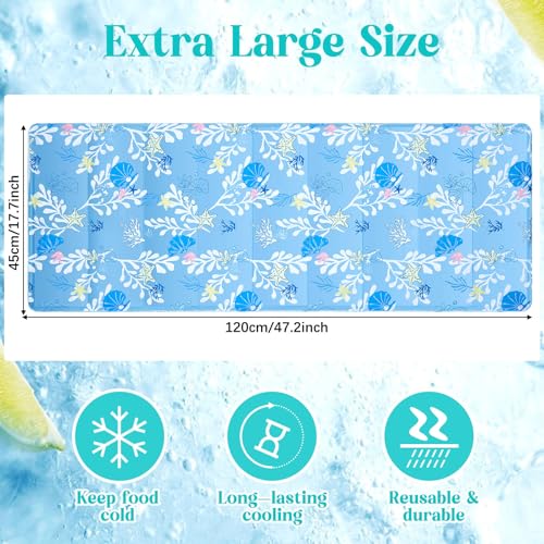 Meanplan 1 Pcs 17.7"x 47.2" Large Reusable Freezable Ice Mats for Buffet Table Cooling Trays Cold Plate for Food Cheese De...