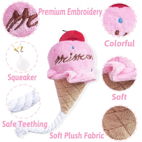 BMLTAQ Small Dog Toys, 4 Pack Pink Dog Squeak Toys, Puppy Toys for Small Dogs, Durable Plush Dog Toy Set, Soft Dog Chew To...