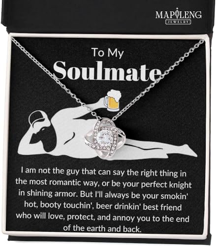 To My Soulmate Necklace For Women, Funny Gifts For Girlfriend, Personalized Christmas Presents For Girlfriend, Best Birthd...