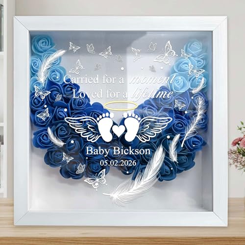 Personalized Baby Memorial Flower Shadow Box, Infant Loss Gift, Miscarriage Lover Gift, Baby Memorial Keepsake, Baby Loss ...