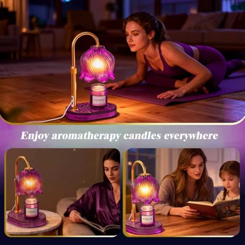 WYghyronic Candle Warmer Lamp with Adjustable Height - Flameless 4-Level Dimmable Wax Warmer, Timer Function & Stylish Des...