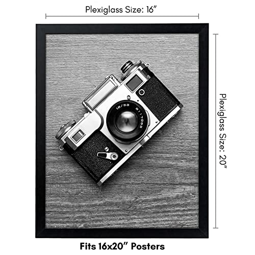 Americanflat 16x20 Picture Frame with Polished Plexiglass - Black Picture Frame - Wide Photo Frames Made of Engineered Woo...