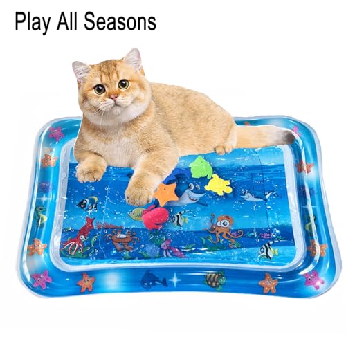 ZHAKKE Thickened Cat Water Bed Sensory Playmat 27.16 x 19.68 in Square Sensor Cat Cooling Mat for Pets Playing Sleeping Al...