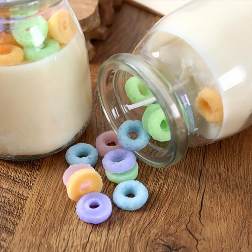 Pudding Cup Donut Shape Scented Candle Glass Jar,230G Perfume Floral Soy Wax Aesthetic Decorative Aroma Candle for Wedding...