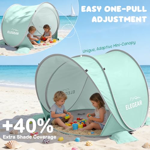 Elegear Pop Up Baby Beach Tent with Mini Canopy, CumbreX™ UPF 50+ UV Protection Baby Tent Sun Shelter, 1S Setup Portable B...