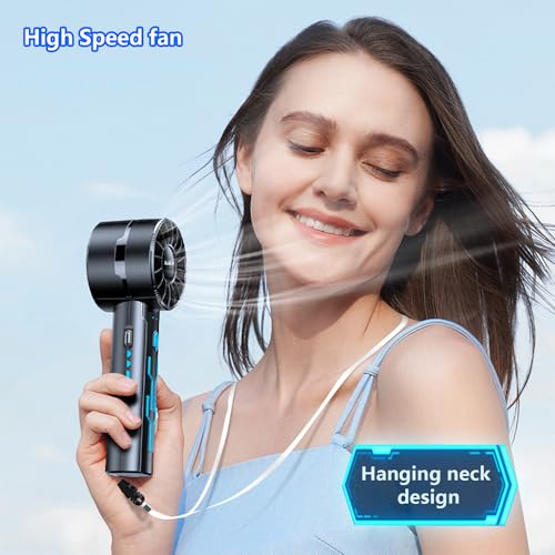 AaoLin 2pcs Portable Handheld Turbo Fan with 7000rpm High-Speed Motor USB Rechargeable Cooling Personal Fan 4-Speed, 4-16H...