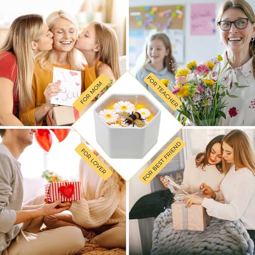 CabyGift Honey Scented Candle Gift for Women, 5.6 oz Natural Beeswax Candle with Bee & Daisy Decor, Cute Housewarming Birt...