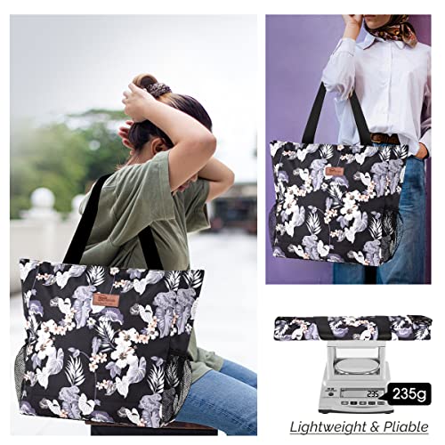 Buringer Large Waterproof Beach Bag for Women Sandproof Tote Bag with Zipper and Pockets Pool Bag for Travel Gym Vacation